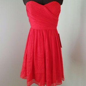 J Crew Silk Vivid Poppy Chiffon  Party Dress 2P